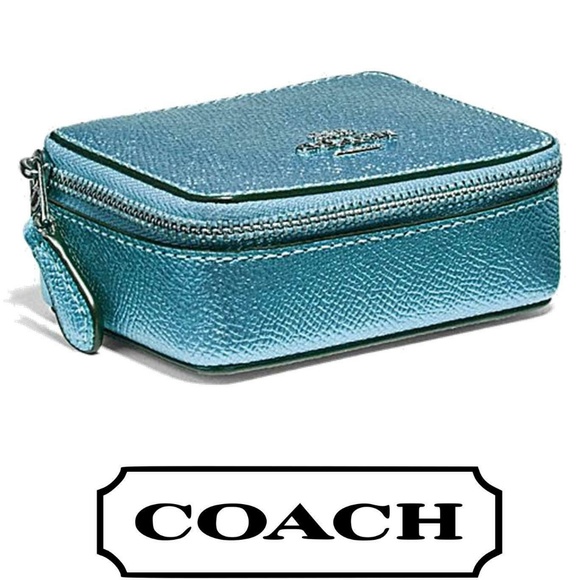 Coach Accessories - NWT COACH PILL BOX CASE TRAVEL BLU METALLIC 3 VIAL